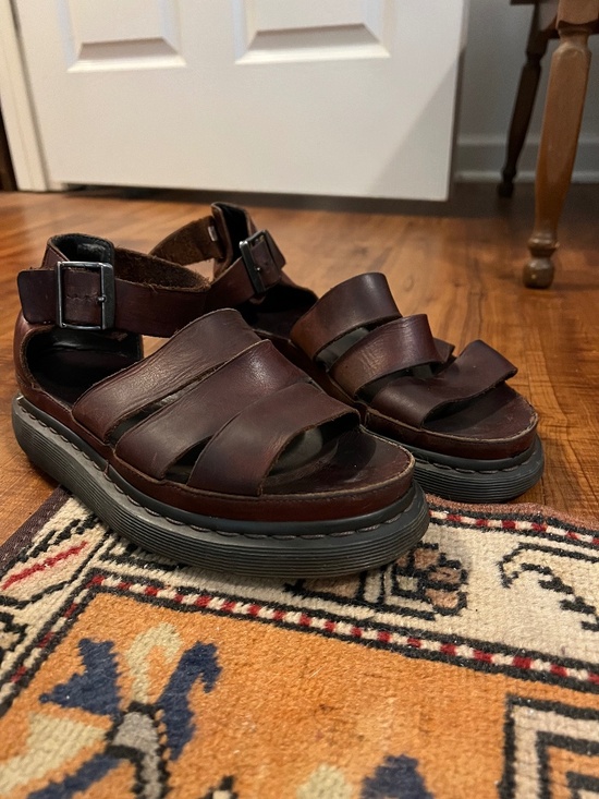Dr. Martens Shoes - Rare Clarissa Dr. Martens Brown Leather Sandals women’s Size 7 (runs large)